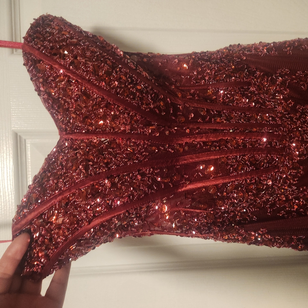 Glamorous Sequined Burgundy Gown